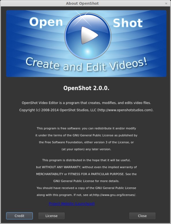 Openshot 2.0.0- A propos d'Openshot.
